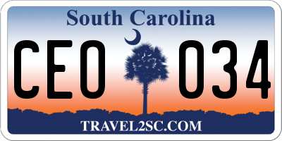 SC license plate CEO034