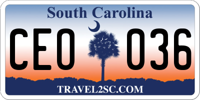 SC license plate CEO036