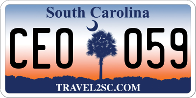 SC license plate CEO059
