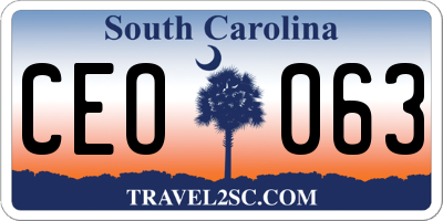 SC license plate CEO063