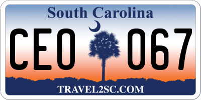 SC license plate CEO067