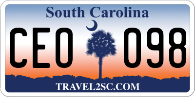 SC license plate CEO098