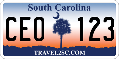 SC license plate CEO123