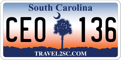SC license plate CEO136