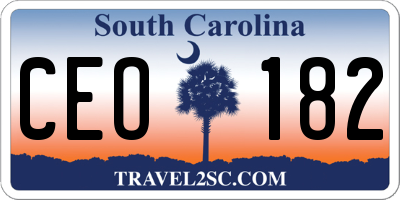 SC license plate CEO182