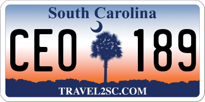 SC license plate CEO189