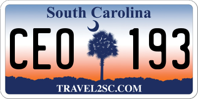 SC license plate CEO193