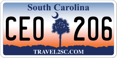 SC license plate CEO206