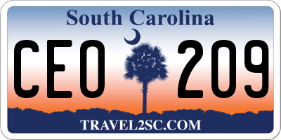 SC license plate CEO209