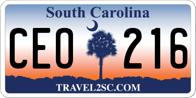 SC license plate CEO216