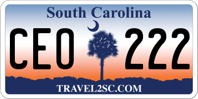 SC license plate CEO222