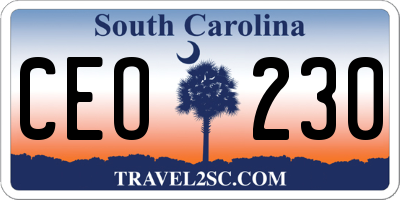 SC license plate CEO230