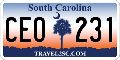 SC license plate CEO231