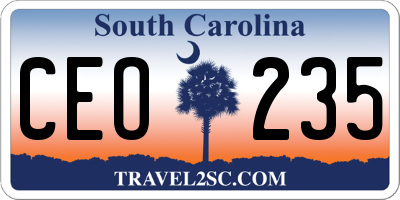 SC license plate CEO235
