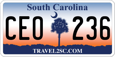 SC license plate CEO236