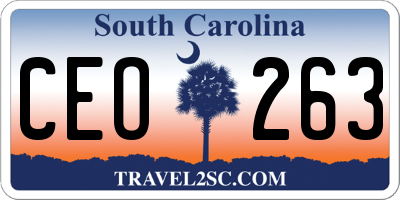 SC license plate CEO263