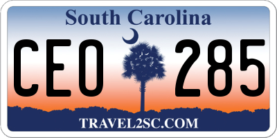 SC license plate CEO285