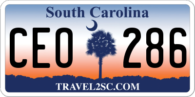 SC license plate CEO286