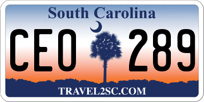 SC license plate CEO289