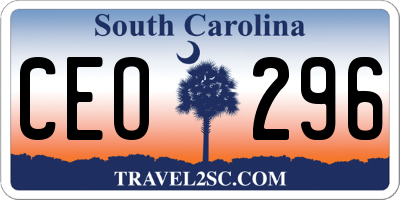 SC license plate CEO296