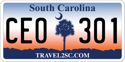 SC license plate CEO301