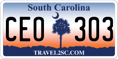SC license plate CEO303
