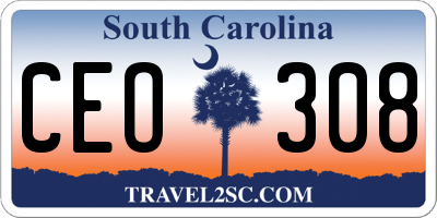 SC license plate CEO308