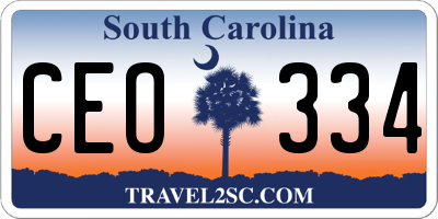 SC license plate CEO334