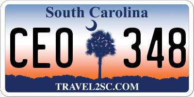 SC license plate CEO348
