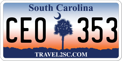 SC license plate CEO353