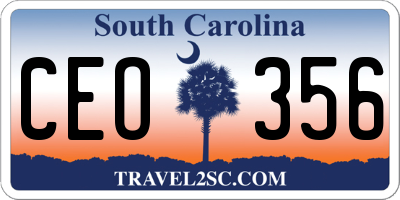 SC license plate CEO356