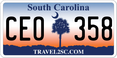 SC license plate CEO358