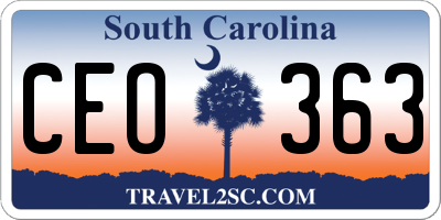 SC license plate CEO363
