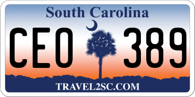 SC license plate CEO389