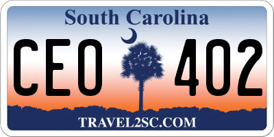 SC license plate CEO402