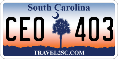 SC license plate CEO403