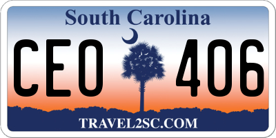 SC license plate CEO406