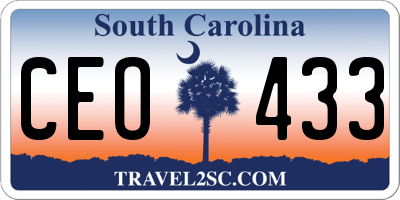 SC license plate CEO433