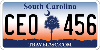 SC license plate CEO456