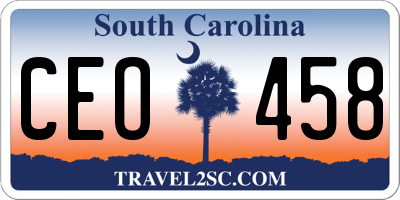 SC license plate CEO458