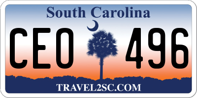 SC license plate CEO496