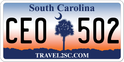 SC license plate CEO502