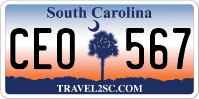 SC license plate CEO567