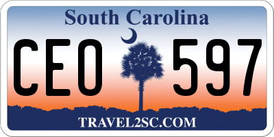 SC license plate CEO597
