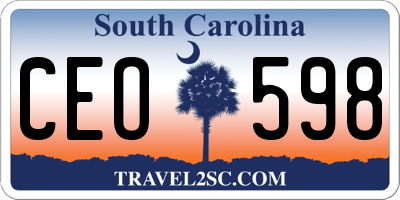 SC license plate CEO598