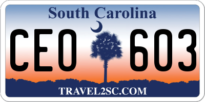SC license plate CEO603