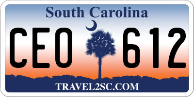 SC license plate CEO612
