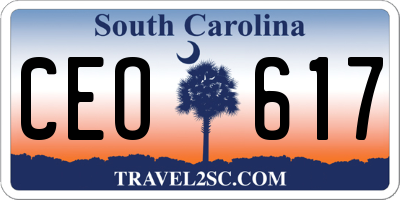SC license plate CEO617