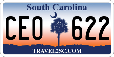 SC license plate CEO622
