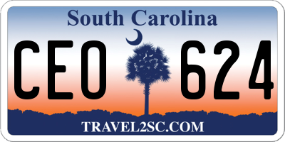SC license plate CEO624